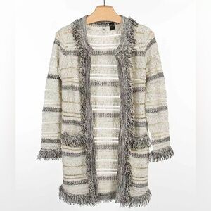 BKE BOUTIQUE Fringe Cardigan Sweater